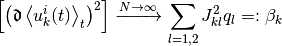 \left[ \left( \Devi \Avg{u_k^i(t)}_t \right)^2 \right]
\xrightarrow{N \to \infty}
\sum_{l=1,2} J_{kl}^2 q_l =: \beta_k