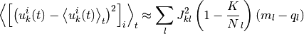 \Avg{
\left[\left(
  u_k^i(t) - \Avg{u_k^i(t)}_t
\right)^2 \right]_i
}_t
& \approx
  \sum_l
  J_{kl}^2
  \left(1 - \frac K N_l \right)
  (m_l - q_l)