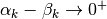 \alpha_k - \beta_k \to 0^+