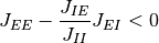 J_{EE} - \frac{J_{IE}}{J_{II}} J_{EI} < 0