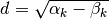 d = \sqrt{\alpha_k - \beta_k}