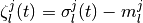 \zeta_l^j(t) = \sigma_l^j(t) - m_l^j