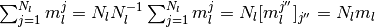 \sum_{j=1}^{N_l} m_l^j = N_l N_l^{-1} \sum_{j=1}^{N_l} m_l^j
= N_l [m_l^{j''}]_{j''} = N_l m_l