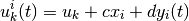 u_k^i(t) = u_k + c x_i + d y_i(t)